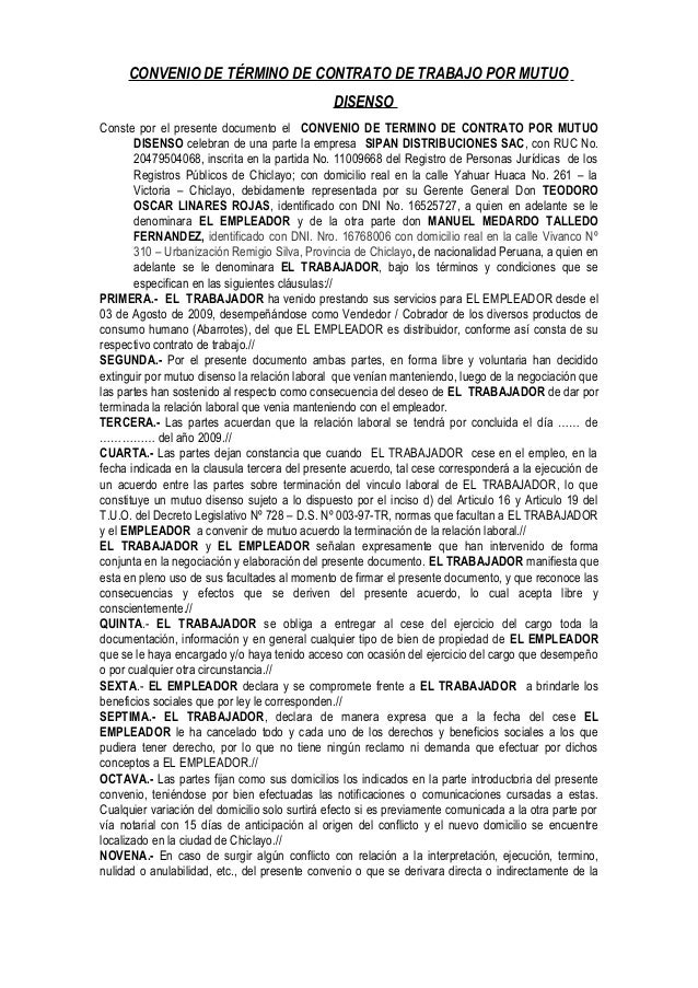 Carta De Despido Por Terminacion De Contrato - Recipes Pad b
