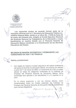 Convenio DOCENTES 2009