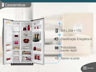 Características




                  504 L (334 + 170)

                  Classificação Energética A

                  Profundidade
                  counter depth

                  Alarme na porta
 
