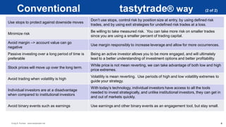 Craig E. Forman www.tastytrader.net
Conventional tastytrade® way (2 of 2)
4
Use stops to protect against downside moves
Do...