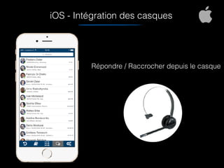iOS - Intégration des casques
Répondre / Raccrocher depuis le casque
 