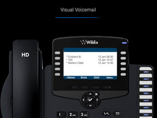 Visual Voicemail
* Cristiano B.
* 103
* Stefano Osler
13 Jan 08:30
13 Jan 10:47
13 Jan 14:30
 