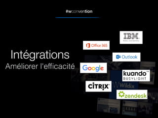 #wconvention
Intégrations
Améliorer l'efﬁcacité
 