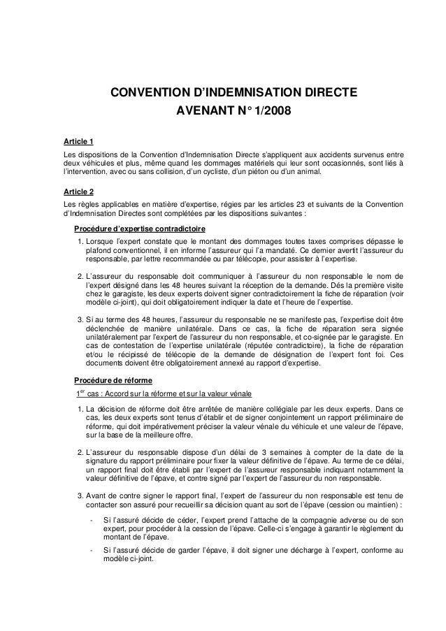 convention d indemnisation convention d indemnisation