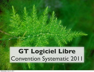 GT Logiciel Libre
                 Convention Systematic 2011
Wednesday, June 15, 2011
 