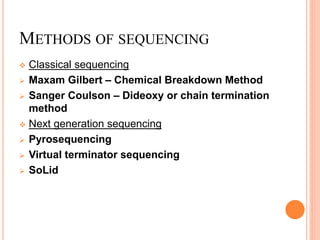 Conventional and next generation sequencing ppt | PPTX