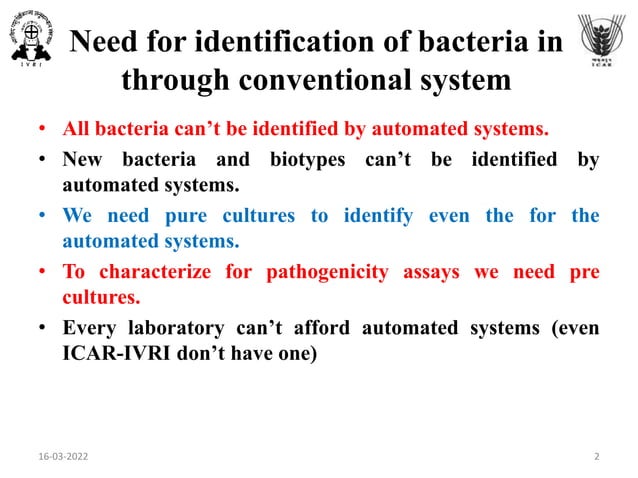 Conventional methods for identification and characterization of ...