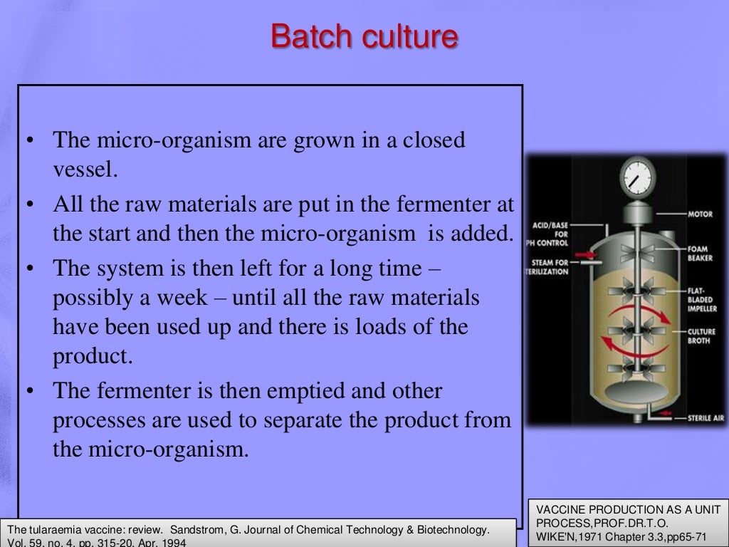 Conventional methods of animal vaccine production