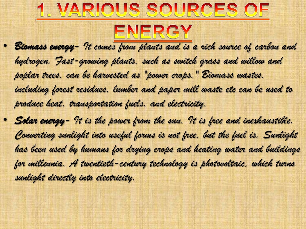 Conventional sources of energy