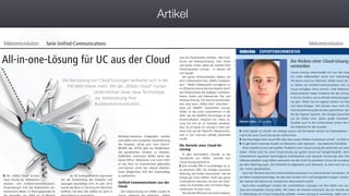 #wconvention
Artikel
Telekommunikation Serie Unified-Communications
All-in-one-Lösung für UC aus der Cloud
Die Benutzung von Cloud-Lösungen verbreitet sich in der
ITK-Welt immer mehr: Mit der „Wildix Cloud“ nutzen
Unternehmen diese neue Technologie
zur Verbesserung ihrer
Businesskommunikation.
❚ Die „Wildix Cloud“ ist eine
neue Lösung für Telekommu-
nikation und Unified-Communications-
Anwendungen (UC) des Italienischen Un-
ternehmens Wildix. In Trient gegründet ist
Windows-basierten Endgeräten nutzbar
und stellen eine komplette Verwirklichung
der Ansatzes „Bring your Own Device“
(BYOD) dar. BYOD gibt die Möglichkeit,
mit persönlichen Geräten zu arbeiten.
Außerdem unterstützt Wildix damit das
Home-Office. Mitarbeiter sind nicht mehr
an das Büro im Unternehmen gebunden
und können somit fast überall arbeiten.
Diese Möglichkeit hilft den Arbeitsalltag
zu optimieren.
Unified-Communications aus der
Cloud
Die Cloud-Lösung von Wildix wurde im
als 30 hochqualifizierte Ingenieure
mit der Entwicklung der Produkte und
Lösungen beschäftigt sind. Im Jahr 2014
wurde das Büro in Garching bei München
eröffnet, mit dem Ziel, Wildix-UC auch in
Bild:fs-okea-fotolia
Telekommunikation
und die Produktivität erhöhen. Alle Funk-
tionen wie Desktop-Sharing, Chat, Video
und Audio nutzen dabei die Vorteile einer
Cloud-basierten Lösung – in diesem Fall
von Google.
Die ganze Kommunikation basiert auf
dem Collaboration-Tool „Wildix Collabora-
tion“. Wildix-Collaboration ermöglicht ei-
ne effiziente interne Kommunikation durch
den Präsenzstatus der Kollegen, Videokon-
ferenz, Audio und Videoanrufe, File- und
Desktop-Sharing. Die externe Kommunika-
tion wird dank „Wildix Kite“ erleichtert –
einer auf WebRTC basierenden Lösung.
Wildix ist das erste Unternehmen in der
Welt, das die WebRTC-Technologie in die
Kommunikation integriert hat. Diese Lö-
sung hat sich als so innovativ erwiesen,
dass sie als beste UC-Lösung in Paris prä-
miert und auf der Web-RTC-World-Konfe-
renz in San Francisco offiziell präsentiert
wurde.
Die Vorteile einer Cloud-UC-
Lösung
Es gibt verschiedene Gründe, so der
Standpunkt von Wildix, weshalb eine
Cloud-Lösung optimal ist:
❚ Eine virtuelle PBX ist zuverlässiger als ei-
ne physische PBX: Die Anlagen brauchen
Wartung, die Kosten verursachen. Hat die
Anlage gar einen Defekt, leidet das ganze
Unternehmen darunter, da man mit Liefer-
zeiten für Ersatzteile oder mit hohen Repa-
raturkosten rechnen muss.
Die virtuelle PBX kann mit einem Failover-
funkschau EXPERTENKOMMENTAR
Die Risiken einer Cloud-Lösung
vermeiden
Unsere Lösung unterscheidet sich von den Ange
ten vieler Mitbewerber durch ihre Vollständig
Wir bieten nicht nur Telefonie, Wildix macht die g
ze Stärke von Unified-Communications (UC) in
Cloud verfügbar. Hinzu kommt: Viele Telekomm
kationsanbieter haben Probleme bei der Versorg
in fernen Ländern, wo es oftmals Verbindungspro
me gibt. Wildix hat ein eigenes System von Ma
und Slave-Anlagen. Wir können zwar nicht für
Internetverbindung des Kunden garantieren, abe
die der eigenen Systeme. Die Google-Cloud-Dien
auf die Wildix setzt, bieten große Sicherheit
Qualität auch in den entferntesten Ecken der W
Das bedeutet für den Kunden:
❚ Unser System ist schnell, hat niedrige Latenz und fast keinen Verlust von Datenpaketen –
macht bei einer Cloud-Lösung den Unterschied.
❚ Das Hinzufügen einer neuen PBX oder eines neuen Telefons funktioniert schnell – ein Klick re
❚ Es gibt keine maximale Anzahl von Benutzern oder Systemen – das bedeutet Flexibilität.
Ohne Zweifel ist eines der größten Probleme einer Cloud-Lösung die Sicherheit von sensi
Daten. Wildix setzt für seine Cloud-Lösung aus gutem Grund auf Google-Qualität, denn
Unternehmen garantiert bestmögliche Erreichbarkeit und optimale Kontinuität aller Dien
Selbstverständlich sorgt Wildix seinerseits mit aller Kraft für perfekten Schutz der Kundend
bei allen Übertragungen. Die Sicherheit ist abgesehen vom Netzwerk, an dem man sich ver
det, immer gewährleistet.
Auch der Wechsel zwischen Kommunikationsanbietern ist manchmal sehr kompliziert. An
ter lieben Zweijahresverträge, die aber den Kunden oft in Schwierigkeiten bringen. Unsere K
den können die Dienste als monatliches Abonnement kaufen.
Nach einer sorgfältigen Analyse der verschiedenen Lösungen auf dem Markt war uns
dass eine komplette Lösung fehlte. Wir haben ein Produkt entwickelt, das die Vorteile von
in Verbindung mit Cloud-Computing anbietet. Unsere Lösung ist zuverlässig, stabil und er
Bild:Wildix
Dimitri Osler, CTO von Wildix
 