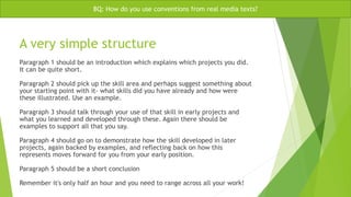 Media Text Reality Example Conventions from real media texts | PPTX