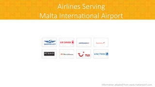 Airlines Serving
Malta International Airport
Information adapted from www.maltairport.com
 