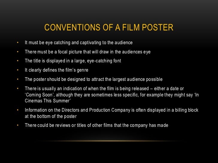 Conventions of a film poster
