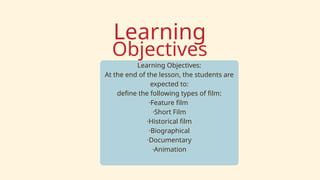 Objective Examples For Film Conventions of Film vdcasdasascascaspptx | PPTX