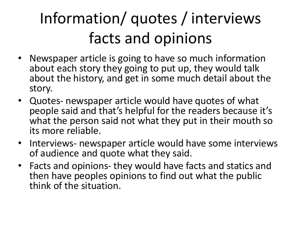 Conventions of newspaper article