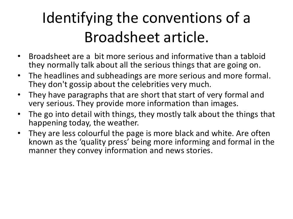 Conventions of newspaper article and website