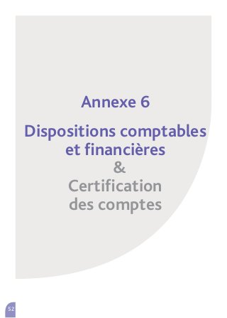 Annexe 6
     Dispositions comptables
          et financières
                 
          Certification
          des comptes




52
 