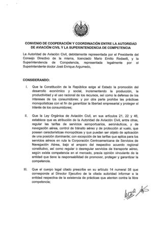 Convenio con la Autoridad de Aviación Civil de El Salvador