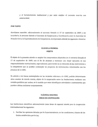 Adenda a convenio de cooperación y coordinación entre AAC y SC