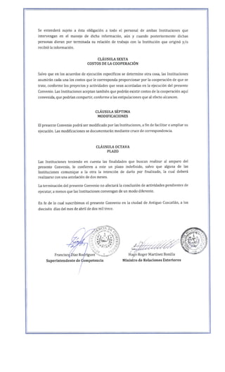 Convenio de Cooperación Interinstitucional entre la SC y RREE