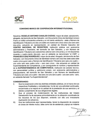 Convenio Marco de Cooperación Interinstitucional entre el CNR y la SC