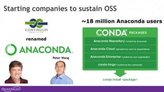 Starting companies to sustain OSS
renamed
~18 million Anaconda users
Peter Wang
 