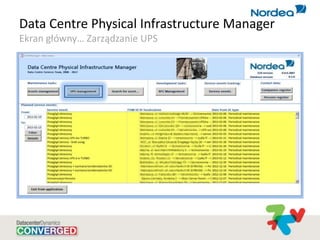 Data Centre Physical Infrastructure Manager
Ekran główny… Zarządzanie UPS
 