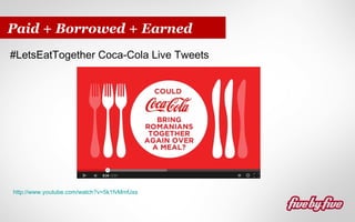 Paid + Borrowed + Earned
#LetsEatTogether Coca-Cola Live Tweets

http://www.youtube.com/watch?v=5k1fvMmfJxs

 