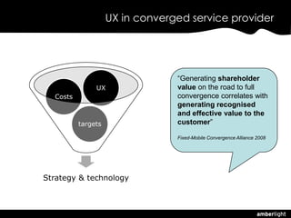 UX in converged service provider




                                 “Generating shareholder
               UX           ...