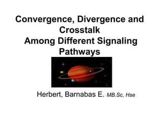 Convergence, Divergence and
Crosstalk
Among Different Signaling
Pathways
Herbert, Barnabas E. MB.Sc, Hse
 