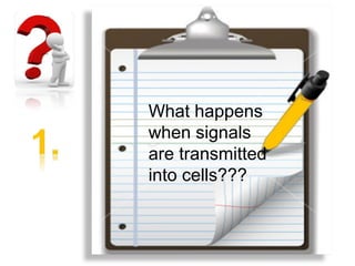 What happens
when signals
are transmitted
into cells???
 