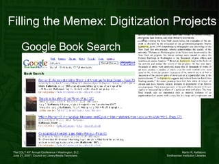 Filling the Memex: Digitization Projects Google Book Search 