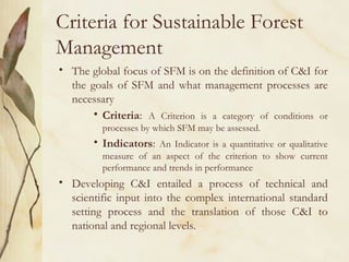 Converging global indicators for sustainable forest management by mmh31 ...