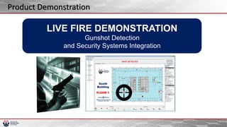 LIVE FIRE DEMONSTRATION
Gunshot Detection
and Security Systems Integration
Product Demonstration
 