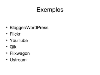 Momentos-chave 1999 - Nascimento do Blogger 1999 – Indymedia, durante o encontro da Organização Mundial do Comércio, em Seattle.  2000 – OhMyNews fundado na Coreia do Sul 2003 - Shayne Bowman e Chris Willis escrevem “We Media”  2004 – Bloggers participam nas convenções 2004 – Dan Gilmor escreve “We the Media” 