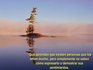 “Que aprendan que existen personas que los
 aman mucho, pero simplemente no saben
     cómo expresarlo o demostrar sus
              sentimientos.
 