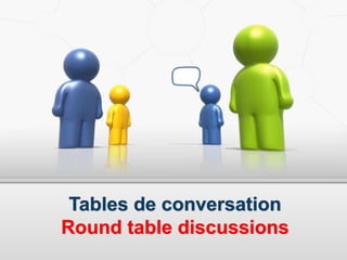 Tables de conversation
Round table discussions
 