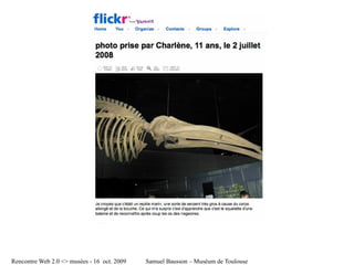 Rencontre Web 2.0 <> musées - 16 oct. 2009   Samuel Bausson – Muséum de Toulouse
 