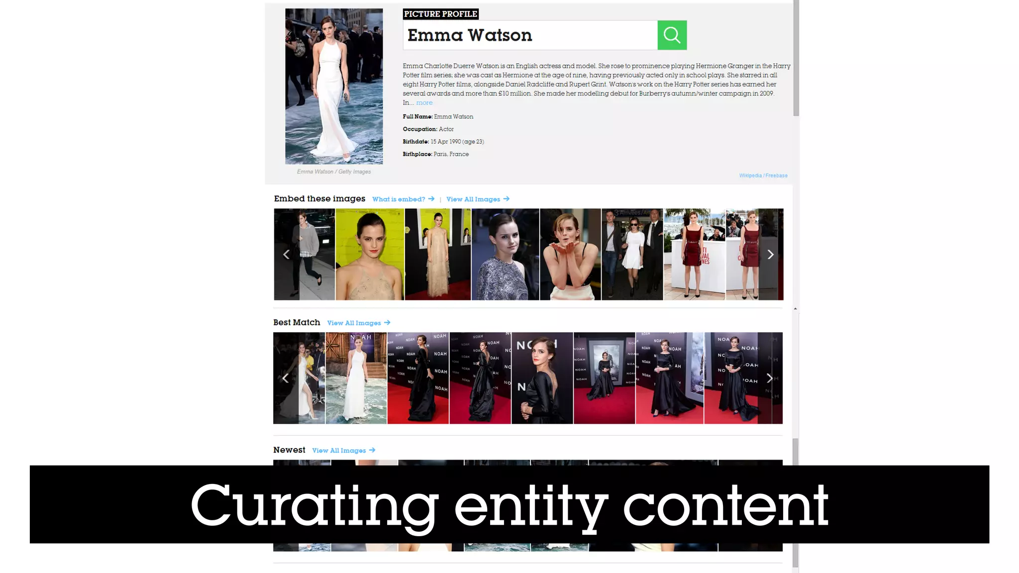 Curating entity content
 