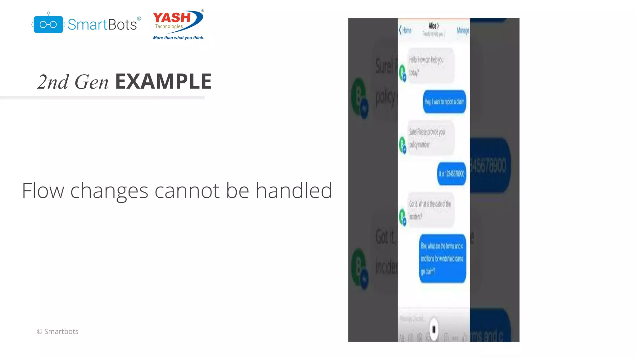 © Smartbots
2nd Gen EXAMPLE
Flow changes cannot be handled
 