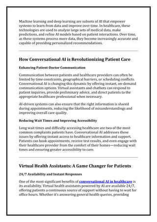 Conversational AI in Healthcare Transforming Patient Care and ...