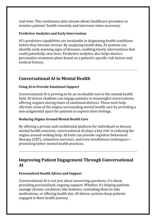 Conversational AI in Healthcare Transforming Patient Care and ...