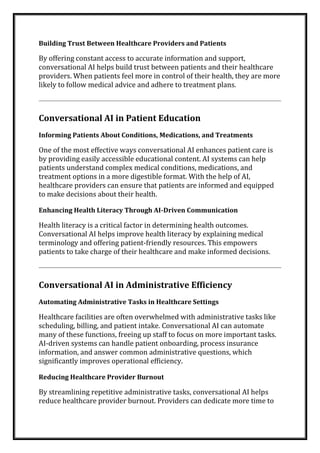 Conversational AI in Healthcare Transforming Patient Care and ...