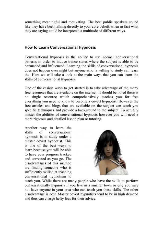 Conversational Hypnosis Techniques PDF