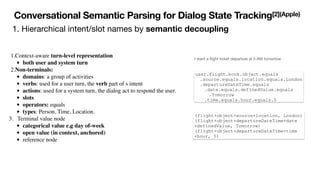 Conversational Semantic Parsing for Dialog State Tracking[2](Apple)
1. Hierarchical intent/slot names by semantic decoupli...