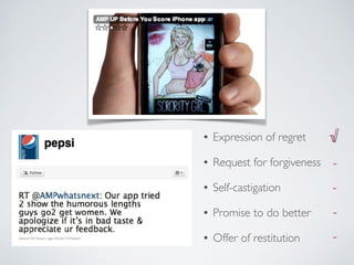 • Expression of regret
• Request for forgiveness
• Self-castigation
• Promise to do better
• Offer of restitution
√
√
-
-
-
-
 
