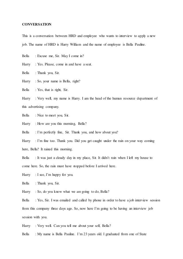 conversation to apply job example of job interview conversation