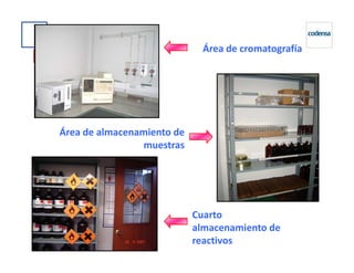 Área de cromatografía
Área de almacenamiento de
Cuarto
almacenamiento de
reactivos
Área de almacenamiento de
muestras
 