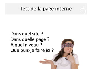 Test de la page interneDans quel site ? Dans quelle page ? A quel niveau ? Que puis-je faire ici ?