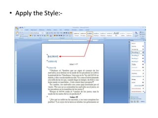• Apply the Style:-
 